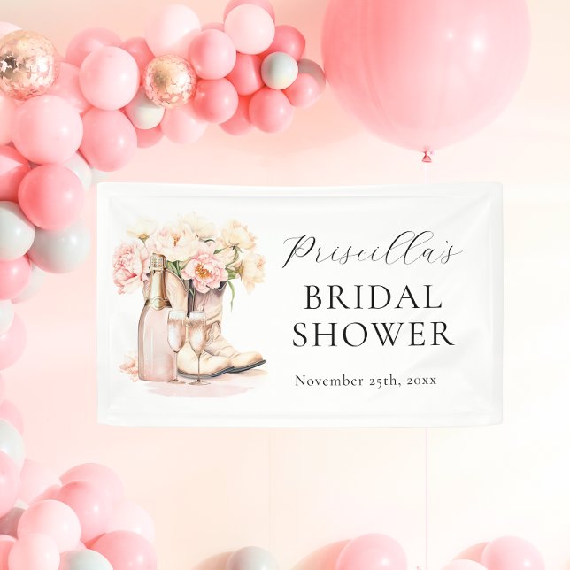 Banderoles Boots de bienvenue rustiques Bubbly FÊTE DES MARIÉ (Rustic WELCOME Boots Bubbly Cowgirl BRIDAL SHOWER Banner)