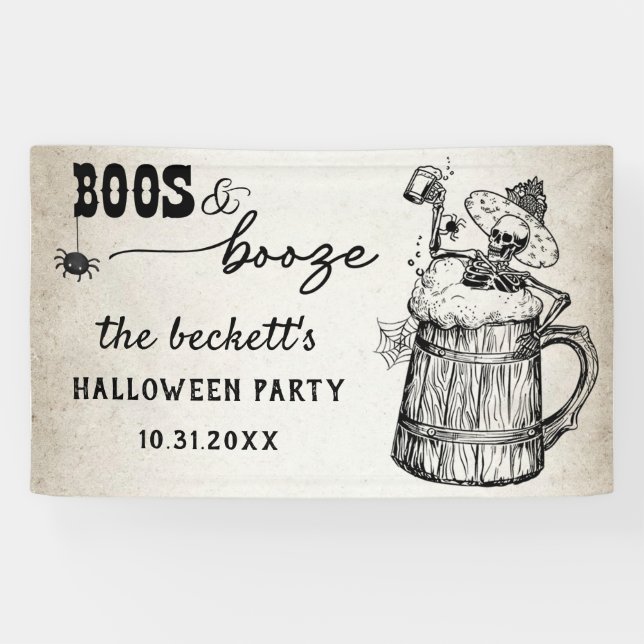 Banderoles Booze Ghost Halloween Party (Horizontal)