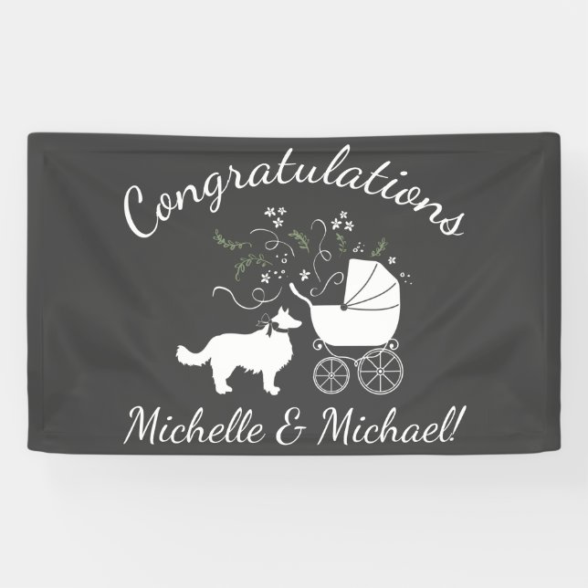 Banderoles Bordure Collie Chien Baby shower Chien Chien Chien (Horizontal)
