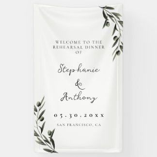 Banderoles Botanical Olive Branch Italian Rehearsal Dinner
