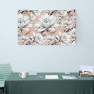 Banderoles Botanique noir blanc rose or parties scintillant f