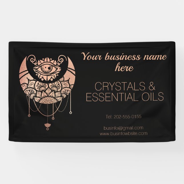 Banderoles Botte d'embarcation rose Gold Crescent Moon (Horizontal)