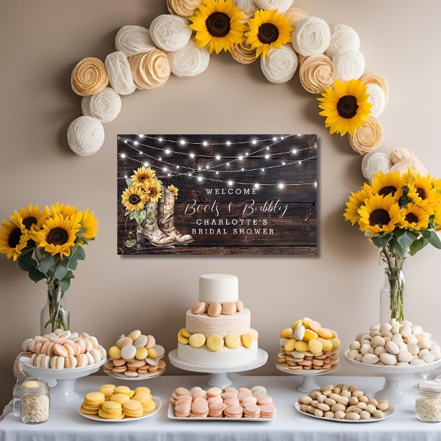 Banderoles Bottes de tournesol et Fête des mariées de bulle B (Boots & Bubbly Bridal Shower Banner
)