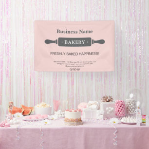 Banderoles Boulangerie à rouleaux rose affaires