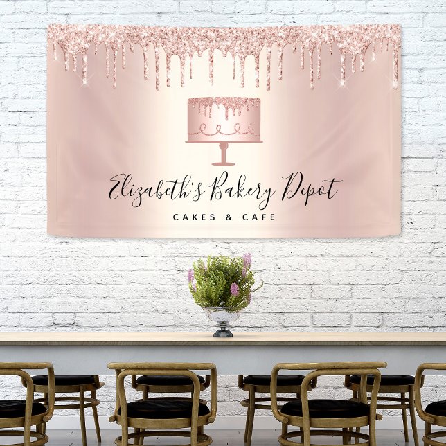 Banderoles Boulangerie Cuisinier Rose Gold Parties scintillan (Créateur téléchargé)