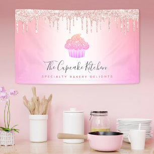 Banderoles Boulangerie Cupcake Rose Parties scintillant Rainb