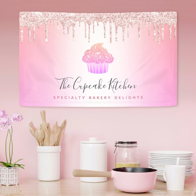 Banderoles Boulangerie Cupcake Rose Parties scintillant Rainb (Créateur téléchargé)