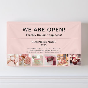 Banderoles Boulangerie Minimal Rose Photo Nous Sommes Ouverts