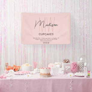 Banderoles Boulangerie personnalisée Monogramme Logo rose