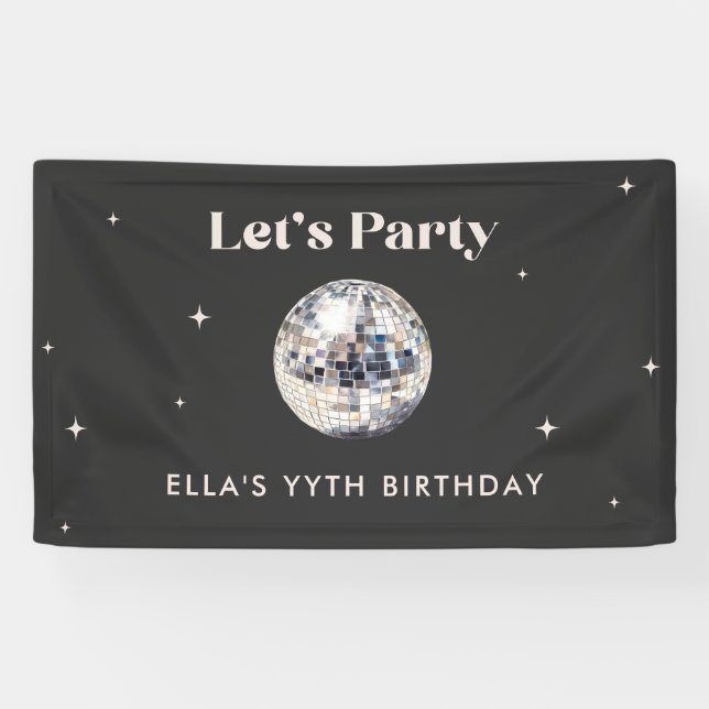 Banderoles Boule de disco élégante et moderne pour anniversai (Horizontal)