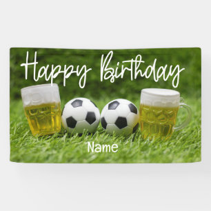 Banderoles Boule de football avec Joyeux Anniversaire avec bi
