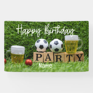 Banderoles Boule de football avec Joyeux Anniversaire avec bi