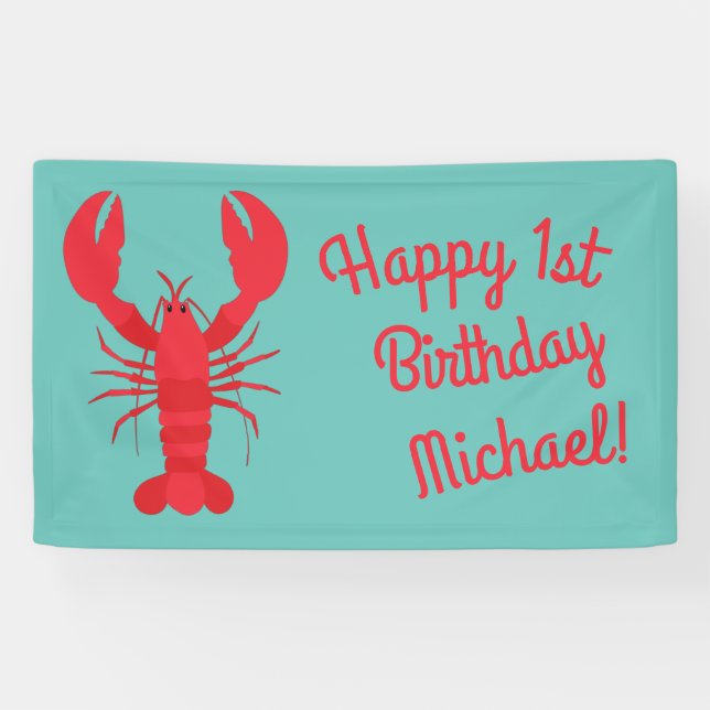 Banderoles Boule de homard Anniversaire Fête Enfants mignons (Horizontal)