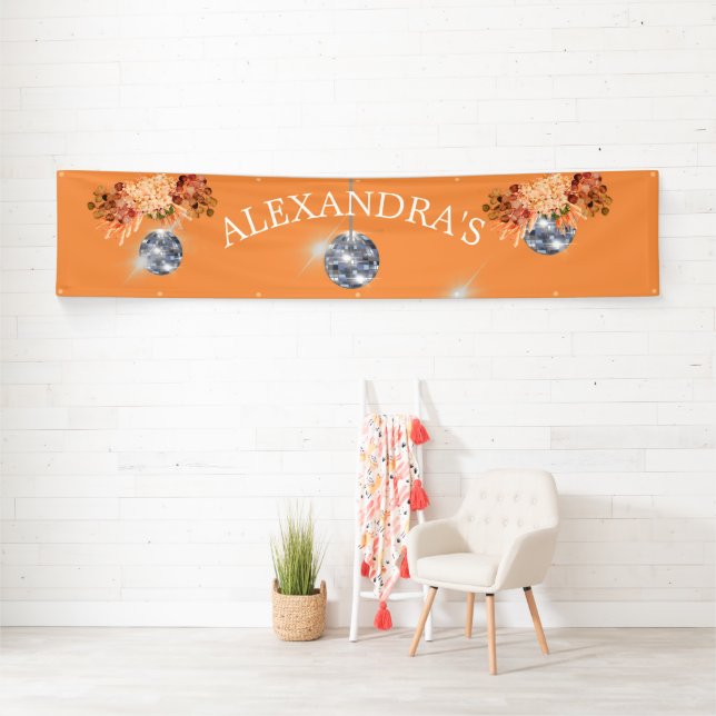 Banderoles Boule Floral Orange Disco (En situation)