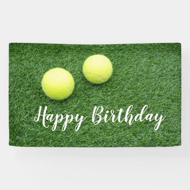 Banderoles Boules de tennis sur herbe verte (Horizontal)