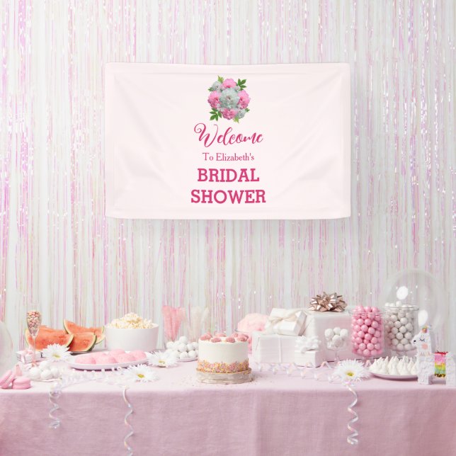 Banderoles Bouquet de pivoines pour la douche de la mariée (Fête)