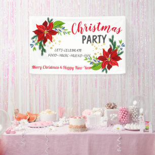 Banderoles Bouquet floral Poinsettia, fête de Noël