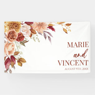 Banderoles Bourgogne Burange Brown Floral Mariage