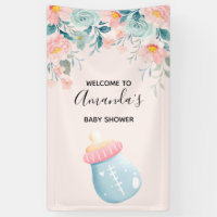 Bouteille Bleu & Rose Bébé Baby shower mignon