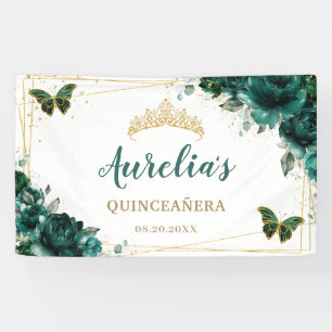 Banderoles Bouteilles florales Emeraude Vert Accueil