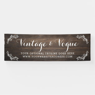 Banderoles Boutique de campagne élégante en bois rustique vin