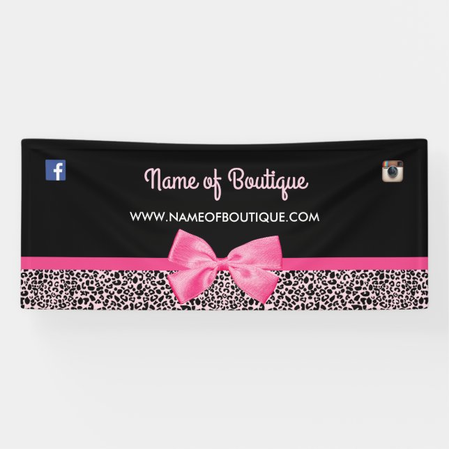 Banderoles Boutique mignonne d'arc d'empreinte de léopard (Horizontal)