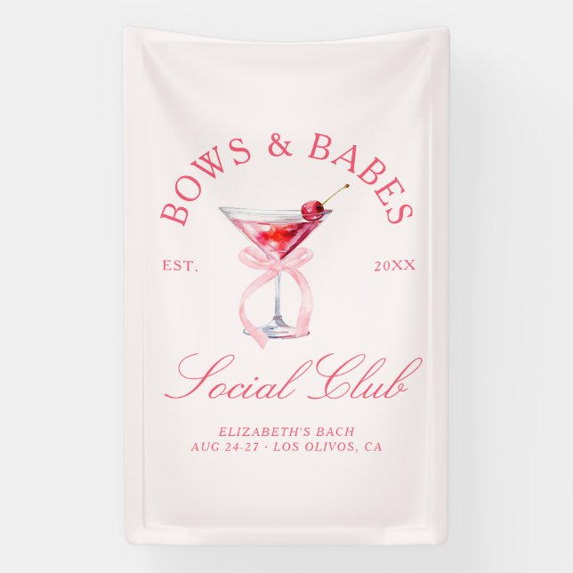Banderoles Bows & Babes Coquette Cherries Enterrement de Vie  (Verticale)
