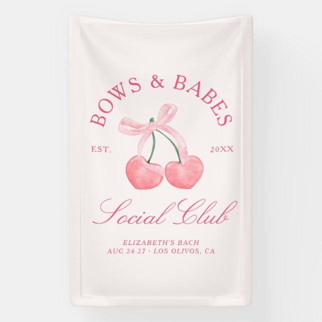 Banderoles Bows & Babes Coquette Cherries Enterrement de Vie  (Verticale)