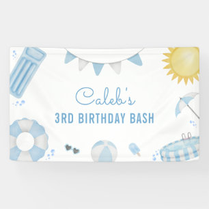 Banderoles Boy Blue Summer Pool Party Anniversaire Banner