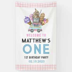 Banderoles Boy Ice Cream Camion Deux Sweet 2e Anniversaire