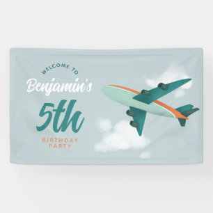 Banderoles Boys Blue Blue Avion Voyage Anniversaire Bienvenue