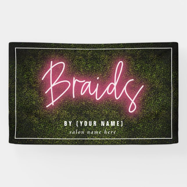 Banderoles Braids Neon Boxwood Cosmetologue Salon de cheveux  (Horizontal)