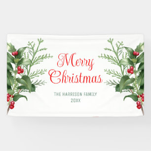 Banderoles Branche de baies Holly Minimale Joyeux Noël