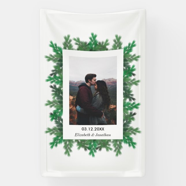 Banderoles Branches de l'arbre d'hiver Mariage photo (Verticale)