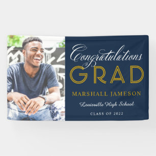 Banderoles Bravo Marine et Gold Photo de graduation