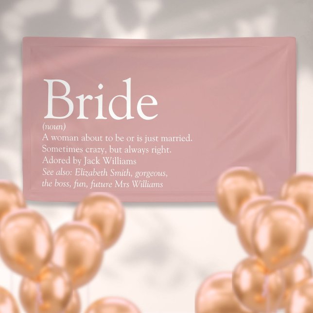 Banderoles Bride Définition Fête des mariées Dusty Rose (Bride Definition Bridal Shower Dusty Rose Banner)