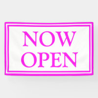 Bright Neon Rose White Business maintenant ouvert