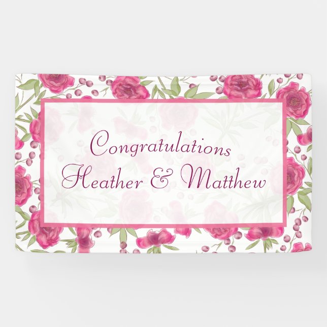Banderoles Bright Pink Rose Wedding (Horizontal)