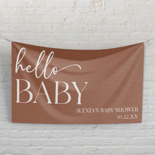 Banderoles Brown Boho Bohemian Hello Baby shower bébé