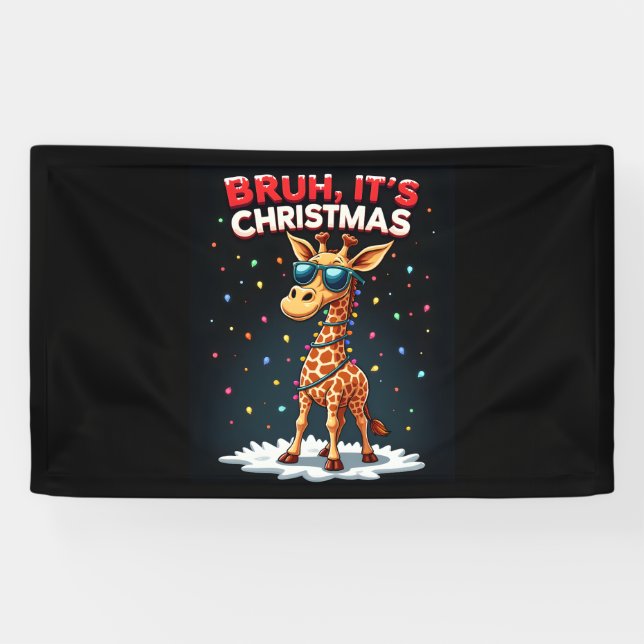 Banderoles Bruh C'est Noël Giraffe Dabbing Dabbing Long Sle (Horizontal)