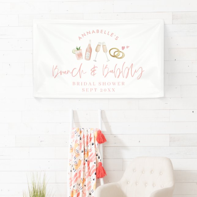Banderoles brunch rose girly et douche bulle (En situation)