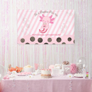Banderoles Bubble Boba Tea Pink Axolotl Anniversaire Bann