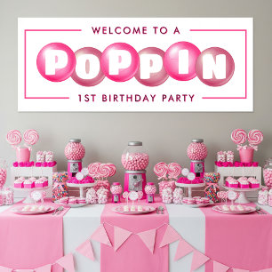 Banderoles Bubblegum Pink Poppin Fille 1er fête d'anniversair