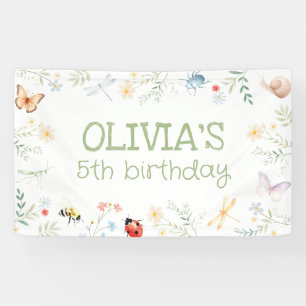 Banderoles Bugs Girl Anniversaire fond Insect Party Banner