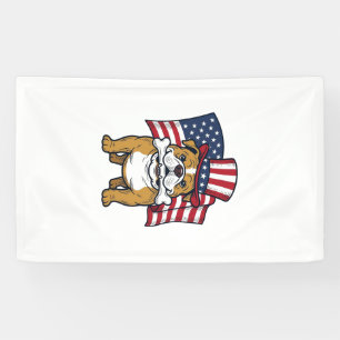 Banderoles Bulldog Patriotique Avec Drapeau Vector Design_1