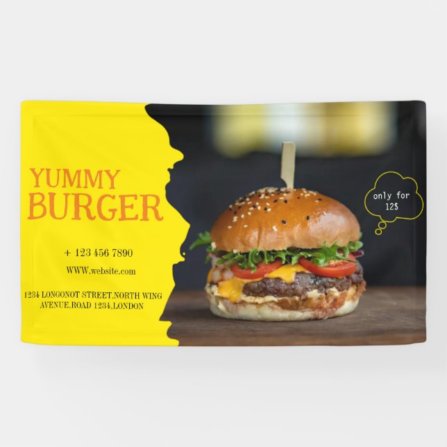 Banderoles Burger fast food barbecue Hamburger party mignonne (Horizontal)