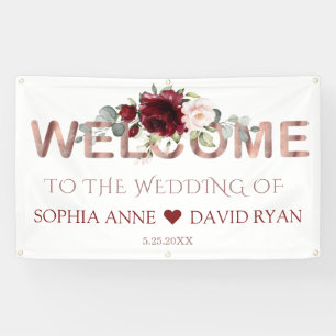 Banderoles Burgundy Blush Floral Gold Mariage Affiche de bien