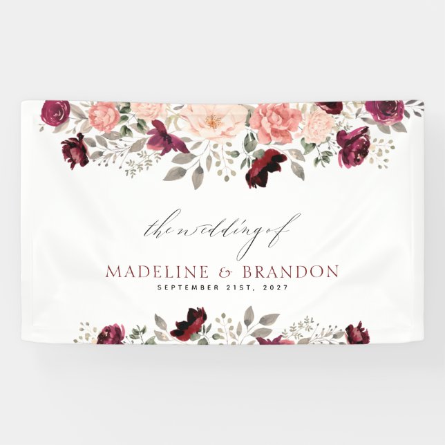 Banderoles Burgundy Blush FlorMariage (Horizontal)