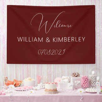 Banderoles Burgundy Boho Classic Rustic Simple Modern Wedding