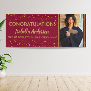 Banderoles Burgundy Confetti Doré Grad Photo  Diplômé 2026